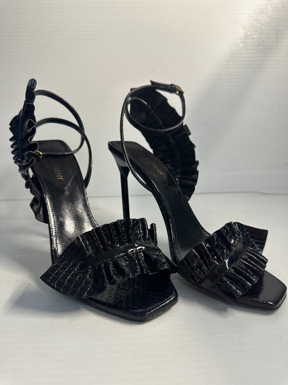 Saint Laurent Ruffle Leather Heels